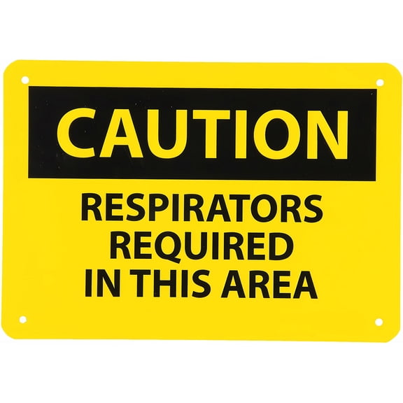 Warning Respirators Required in This Area Alert Sign - 8"x12" Rigid Plac Yellow Metal Sign, Safety Marker for Hazardous Areas