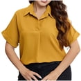 thumbnail image 1 of Birdeem Blouse d'Été Décontractée à Manches Courtes pour Femmes, Col Rabattu, Manches Unies, Ample, 1 of 7