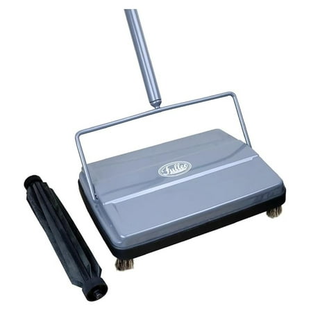 Electrostatic Carpet & Floor Sweeper with Additional Rubber Rotor - 9" Cleaning - Lightweight - Ideal for Crumby & Wet Messes - Works On Carpets & Hard Floor Surfaces (Gray)