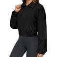 thumbnail image 2 of Chaqueta Corta Holgada para Mujer, con Cremallera, Cortavientos, Cálida, Ideal para Deportes Al Aire Libre y Correr Negro XL, 2 of 7