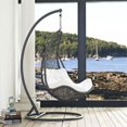 thumbnail image 2 of Allora Modern Metal Outdoor Swing Chair with Stand in Gray/White, 2 of 6
