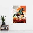 thumbnail image 2 of Wild Horse Galloping Across a Barren Landscape Extra Large XL Wall Art Poster Print, 2 of 3