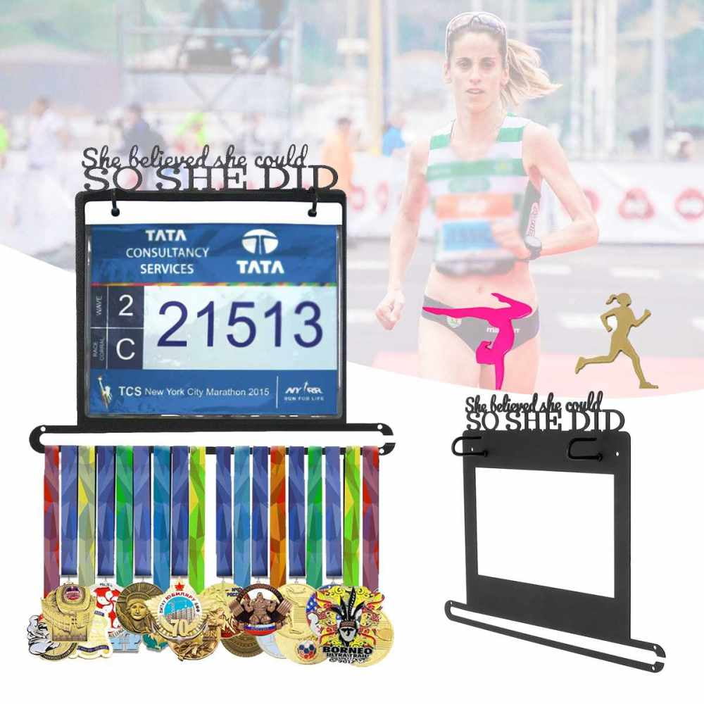 Newest Medal Hanger With Race Holder Sport Display Marathon with PVC Bib Pouches 