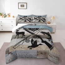 Homewish Wild Deer Twin Comforter Set,Rustic Farmhouse Mallard Pike Fish,Microfiber Decor,2-Piece