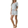 thumbnail image 4 of INSPIRE CHIC Women's Pajama Set Short Sleeve Tops and Shorts Lounge Nightwear with Pockets S Gray, 4 of 6