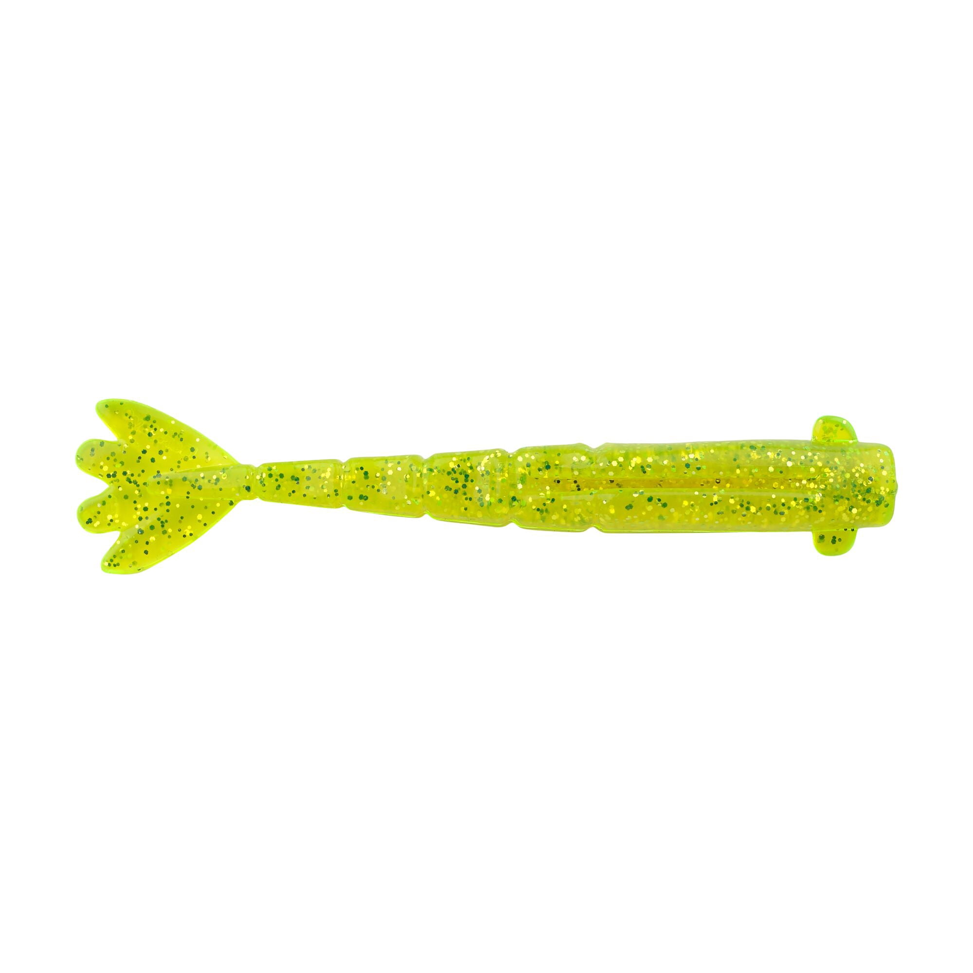 Berkley PowerBait® Saltwater Bonga Shrimp, 4 in, Shrimp, Chartreuse Silver Flash (6-count)