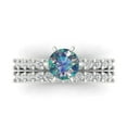 thumbnail image 2 of 1.66 ct Brilliant Round Cut Blue Moissanite 18K White Gold Solitaire with Accents Engagement Bridal Wedding Ring Band Set size 8.75, 2 of 7