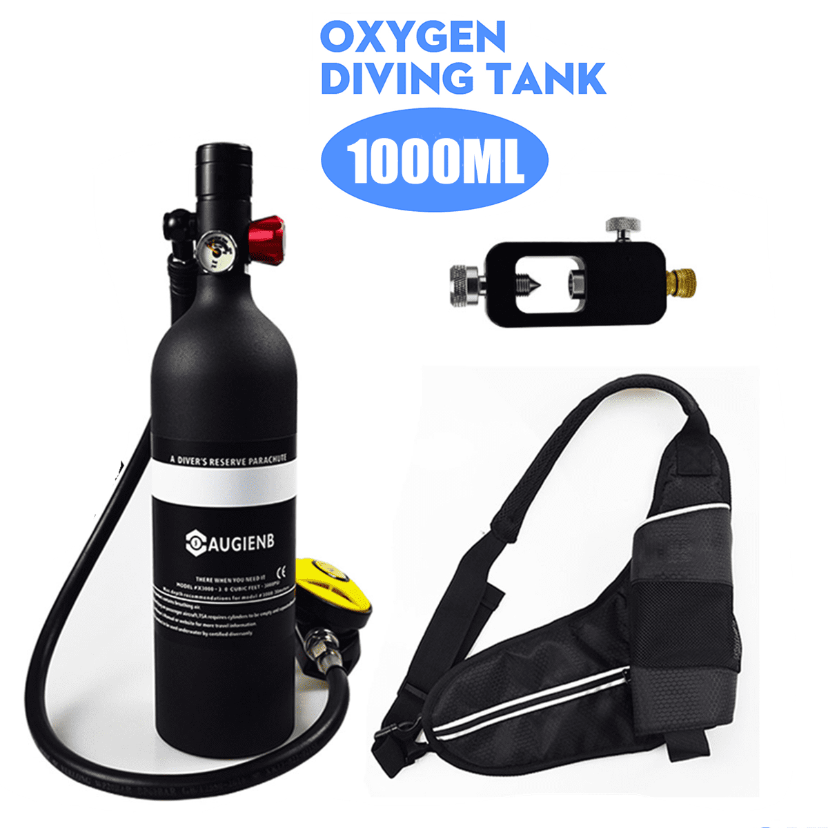 Portable 1L Scuba Tank 3000Psi Diving set Cylinder Oxygen Air Pump Glasses Mask 