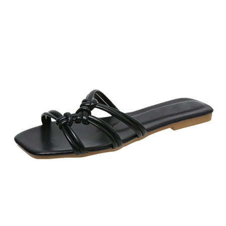 

Wesracia women s shoes Women Fashion Thin Belt Combination Large Size Flat Fish Mouth Sandals And Slippers Ladies shoes for ladies summer