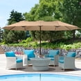 thumbnail image 3 of Aoodor 15 ft. Double Sided Patio Umbrella with Base Stand - Brown, 3 of 9