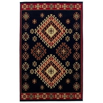 Superior Diamond Geometric Floral Bohemian Rustic Power-Loomed Indoor Area Rug, Black, 4' x 6'