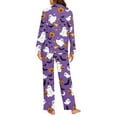 thumbnail image 6 of DISNIMO Ghost Bat Pumpkin Print Women 2 Piece Pajama Sets Casual Loose Sleepwear Long Sleeve Button Down Nightwear with Long Pajama Pants Halloween Loungewear, S, 6 of 7