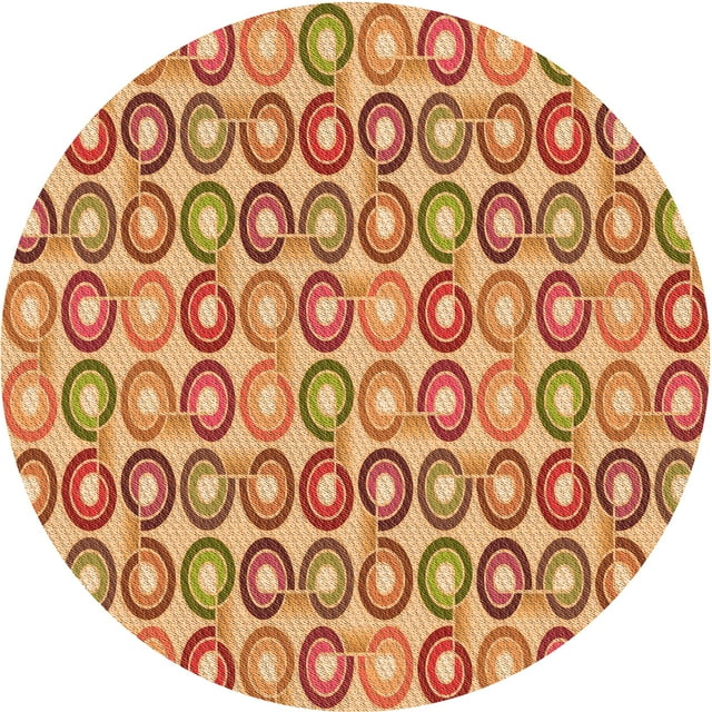 Ahgly Company Machine Washable Indoor Square Transitional Yellow Orange Area Rugs, 3' Square