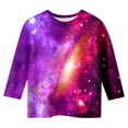 thumbnail image 3 of Toddler Girls Tops & T-Shirts Kids Cute Spring Summer Starry Sky Print Round Neck 3/4 Sleeve Casual Tee Shirts Streetwear,Black,3-4 Years, 3 of 3