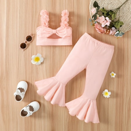 

Hunpta Toddler Girls Sleeveless Floral Vest Tops Flare Pants Outfits