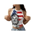 thumbnail image 1 of Women Independence Day Tank Tops, Adults Slim-fit Star  Stripe Print Round Neck Crop Tops, 1 of 5
