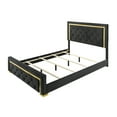 thumbnail image 4 of Miekor Furniture Contemporary Glam Queen Black Fabric Upholstered Panel Queen Bed Black Fabric Gold Legs Bedroom Furniture W5U758, 4 of 5