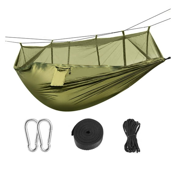 Camping Hammock with Mosquito Net, Portable Double Hammock for 2 Person, Outdoor Travel Hiking Backpacking - Includes Straps & Carabiners