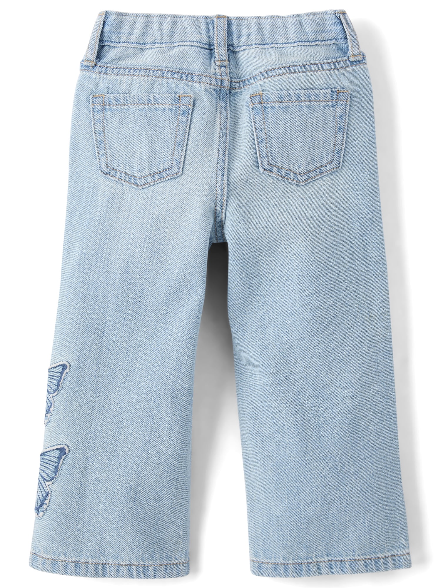 The Children's Place Toddler Girls Applique Butterfly Wide Leg Jeans, Sizes 12M-5T