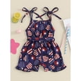 thumbnail image 6 of Hirigin 4th of July Toddler Girl Outfit Stars Stripe Flag Tie-Up Romper Overall Shorts 12M 18M 2T 3T 4T 5T Girls Fourth of July Clothes, 6 of 8