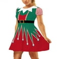 thumbnail image 3 of Robe de Noël pour Femmes à Manches Courtes Robe de Dessin Animé pour les Vêtements de Fête de Vacances, 3 of 5