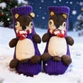 thumbnail image 4 of Dark Purple Squirrel Knit Cute Floor Socks - Hand-Crocheted Winter Warm Socks, Indoor Comfort Wear, Festive Christmas Gift Option, Adorable Squirrel Design, Soft Fabric for Warmth, F, 4 of 5