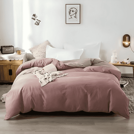 Organic Club King Size Cotton Duvet Cover Set of 3 Comforter Cover with 2 Pillowcases with Envelope Closure 100% Cotton Bedding Set Machine Washable Dusty Rose
