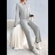thumbnail image 4 of Conjuntos de Salón para Mujer, Pijamas de 2 Piezas A Juego, Moda de Otoño, Conjuntos de Punto Acanalado, Chándales Casuales de Larga Gris M, 4 of 10