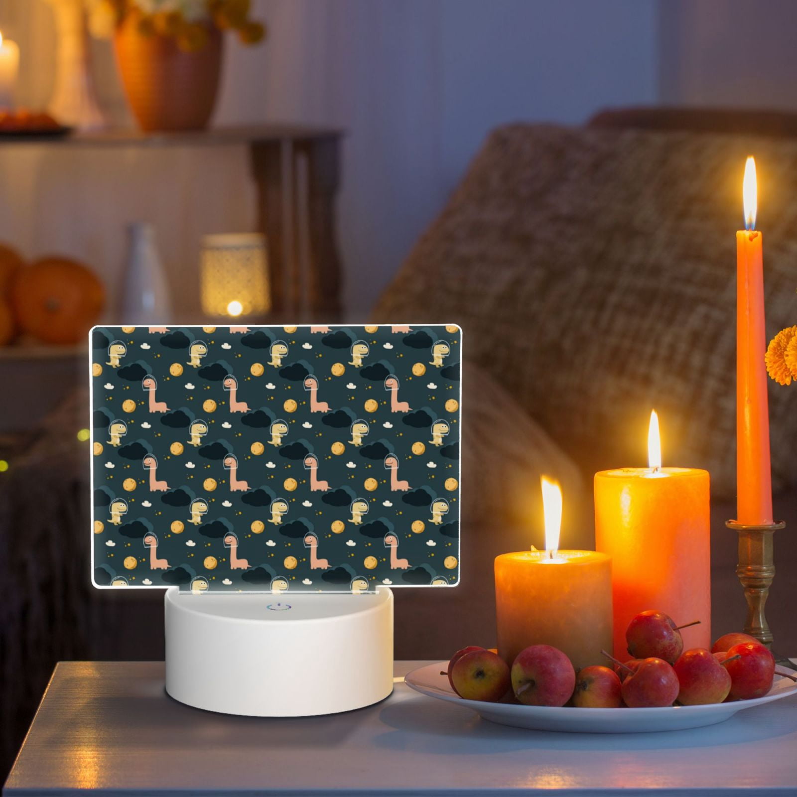 Kdxio Dinosaur In The Space Rectangular Acrylic Night Light Acrylic Sleep Night Light Friend Gifts for Birthday Gifts for Women Teens Boys Girls