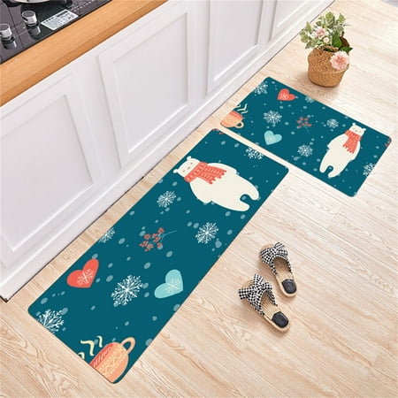 

Tdoenbutw Bathroom Rugs 2 Piece Non Slip Kitchen Mat Runner Rug Set Doormat Merry Christmas Snowman Door Mats Rubber Backing Carpet Indoor Floor Mat Big Deals P