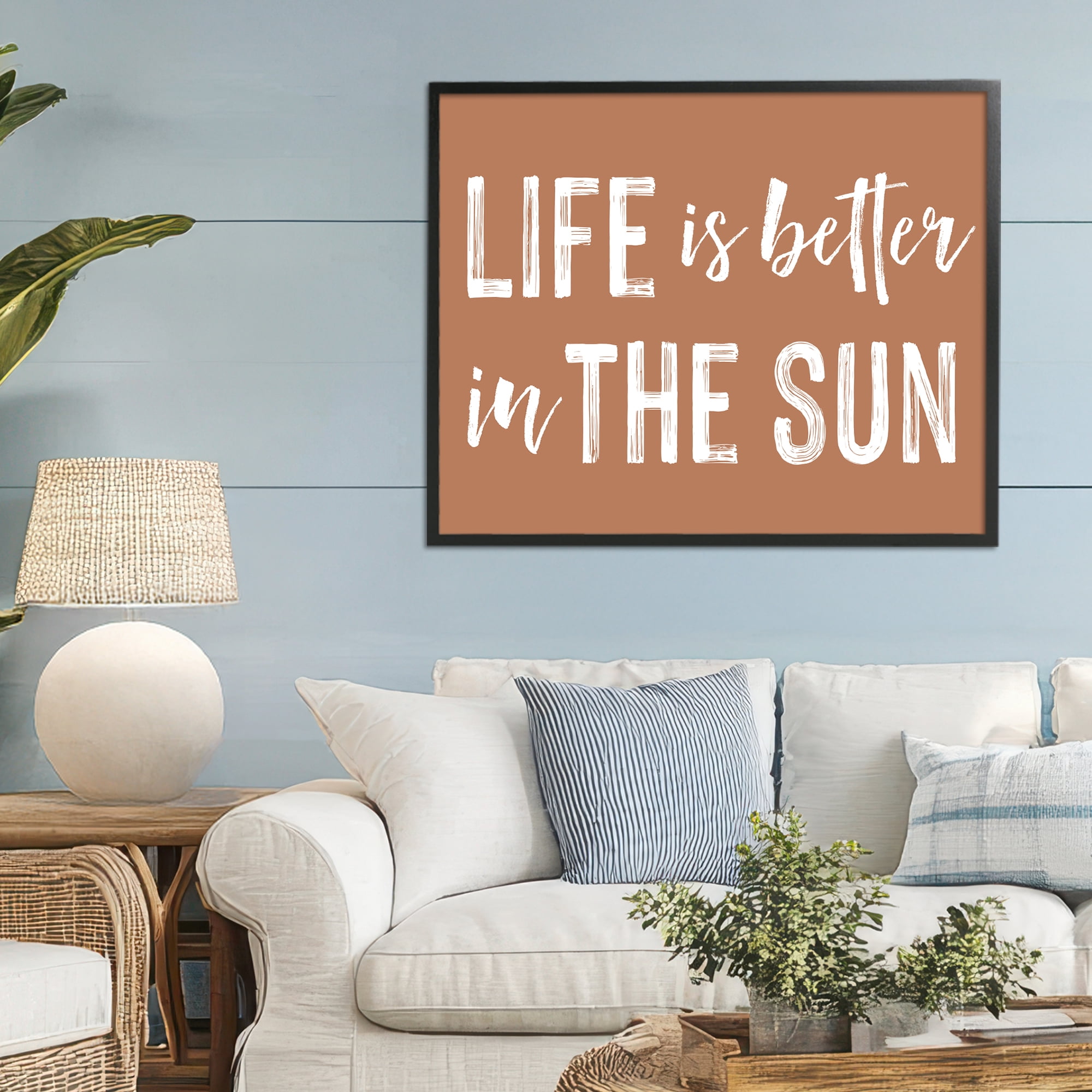 Life Better In Sun Brown Black Framed Giclee Art, design by Lettered and Lined