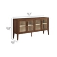 thumbnail image 3 of Nell 72" Glass Door Sideboard Storage Display Cabinet in Walnut, 3 of 9