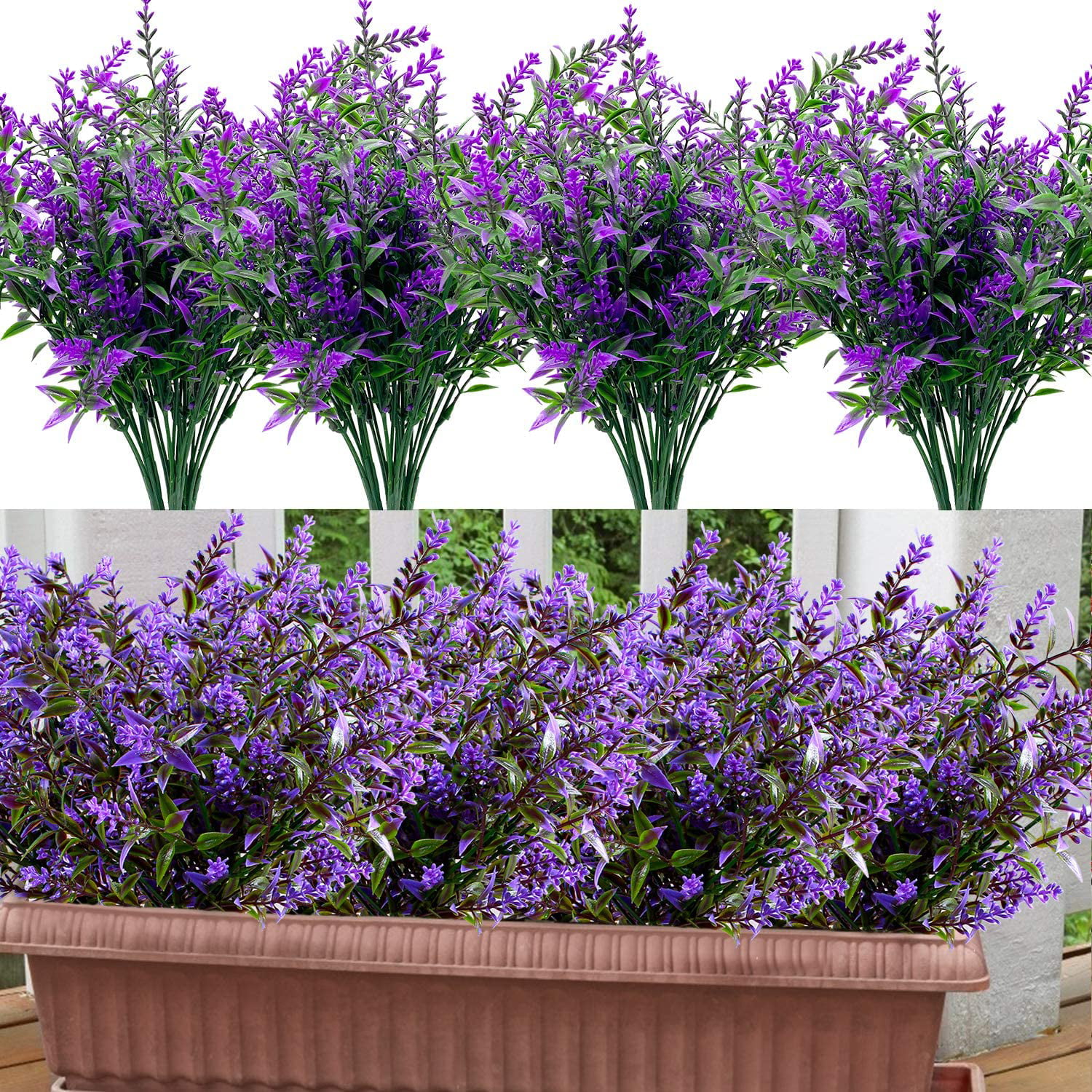 20 Bundles Artificial Flowers for Outdoor Decoration UV Resistant Faux Purple 