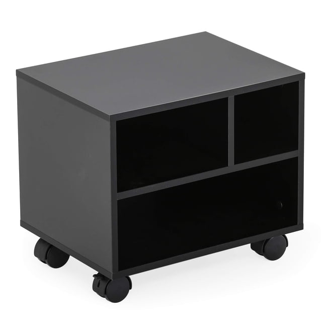 FITUEYES Printer Stand/Wood Work Cart with Wheels Black PS304003WB