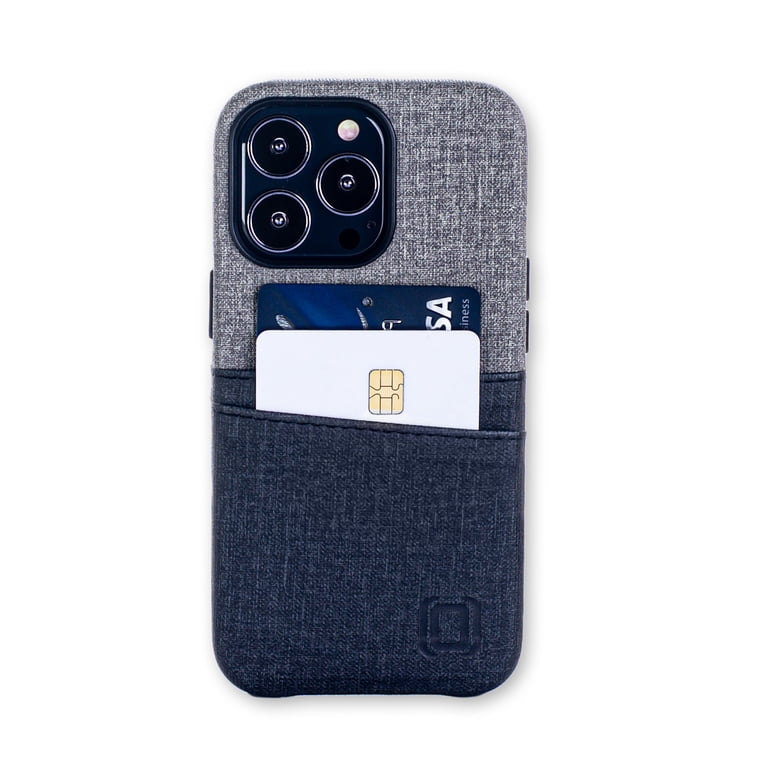 Dockem Wallet Case For IPhone 13 Pro With Liquid Silicone Shell, Built-in Metal Plate For Magnetic Mounting & 2 Credit Card Holder Pockets: Exec M2T, Premium Synthetic Leather (6.1" Pro, Navy
