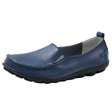 

Huesdet Women s Dressy Casual Slip-on Penny Loafers for Business and Office Wear Comfortable Leather Driving Loafer Shoes(Dark Blue 8)