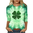 thumbnail image 2 of Ounisa St Patty's Day Shirt Women 2025 Casual Plus Size 3/4 Sleeve Irish Clover Shirts Funny Saint Patrick's Tunic Tops, 2 of 4