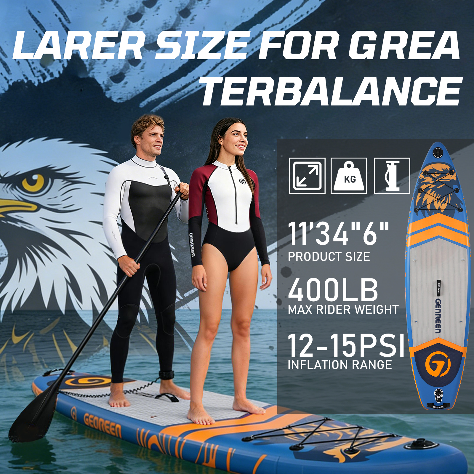 GenreenHub 11ft Inflatable Stand Up Paddle Board photo 6