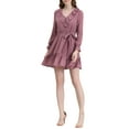 thumbnail image 2 of Allegra K Women's Swiss Dots Tie Waist Chiffon Ruffle Dress XS Dusty Pink, 2 of 7