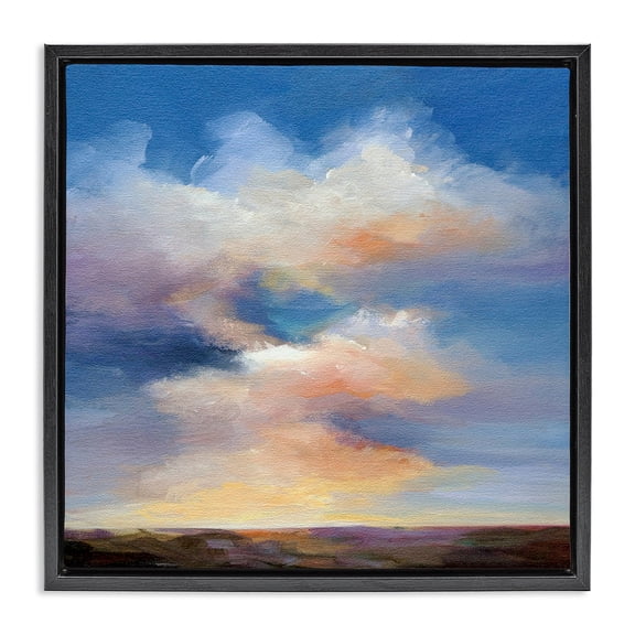 Stupell Industries Luminous Sunset Clouds Landscape & Nature Painting Black Floater Framed Canvas Art Print Wall Art, 18 x 18
