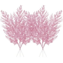MODANU 24 Pcs Christmas Glitter Twigs Artificial Pine Tree Picks for Christmas Tree Ornaments fillers, DIY Xmas Wreath, Crafts, Garland, Holiday, Party, Wedding and Home Decoration, Pink