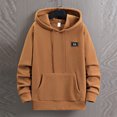 thumbnail image 2 of Fleece Hoodies Men Microfleece Hooded Sweatshirts Fall Winter Solid Color Hoodies Long Sleeve Tops Casual Pullover with Pockets Sweaters Plain Hoody Outwears for Sports Running, 2 of 5