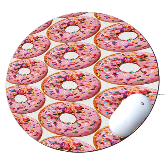KuzmarK Round Mousepad / Hot Pad / Trivet - Donuts Doughnuts
