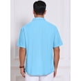 thumbnail image 3 of DARING DIVA Men's Texture Short Sleeve Button Down Casual Knitted Shirt M Light Blue, 3 of 7