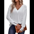 thumbnail image 3 of Camisa de Larga para Mujer, Atuendos de Otoño, Ropa Informal Elegante, Blusa Tipo Túnica con Cuello en V y Botones. M, 3 of 8