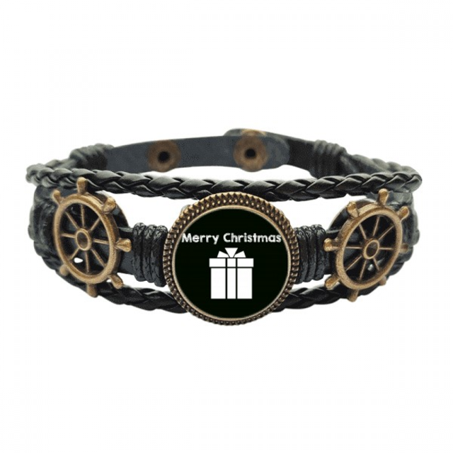 Sorpresa de Navidad caja de regalo Pulsera marina tejida en cuero