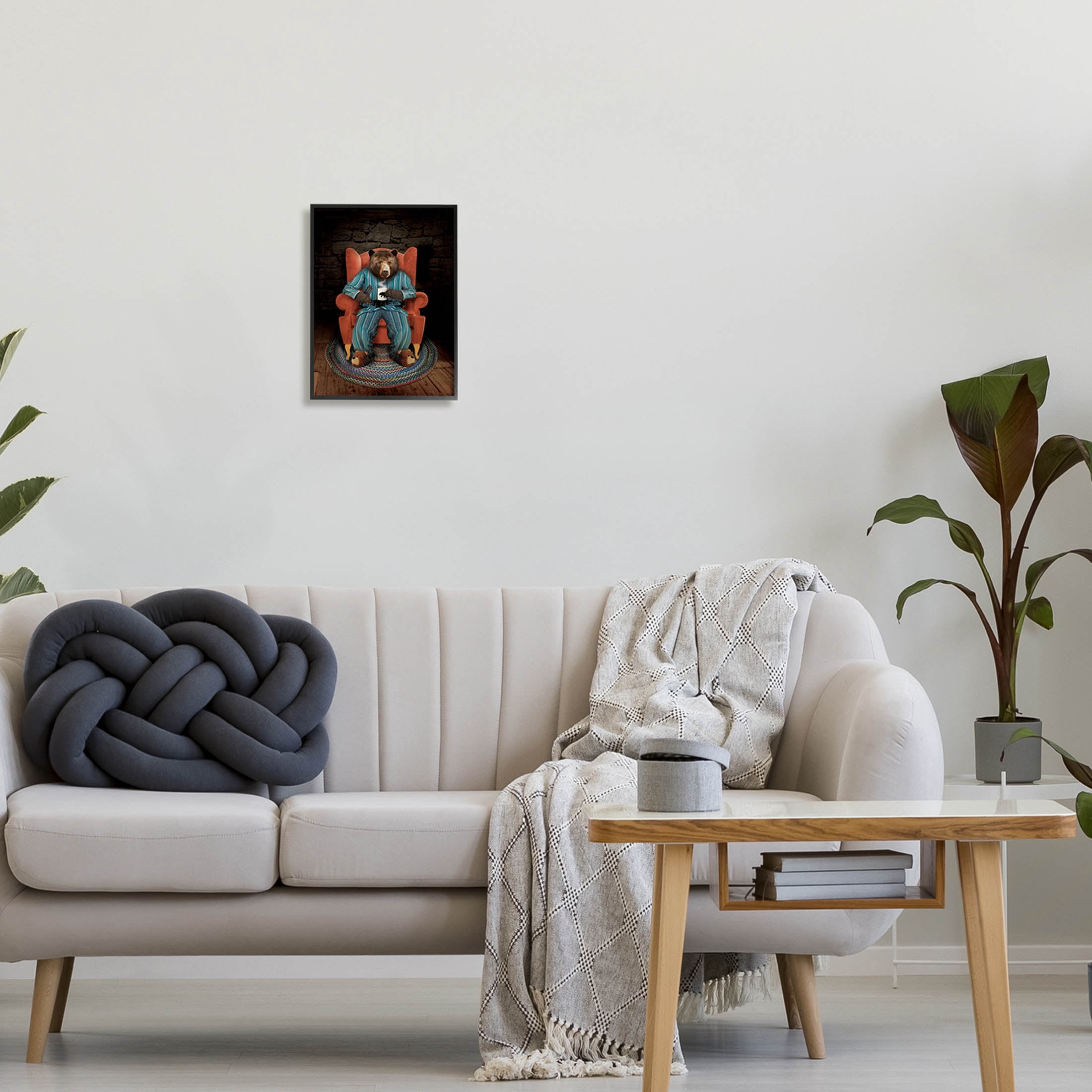 Bed Time Bear Relaxing Portrait Animals & Insects Graphic Art Black Framed Art Print Wall Art