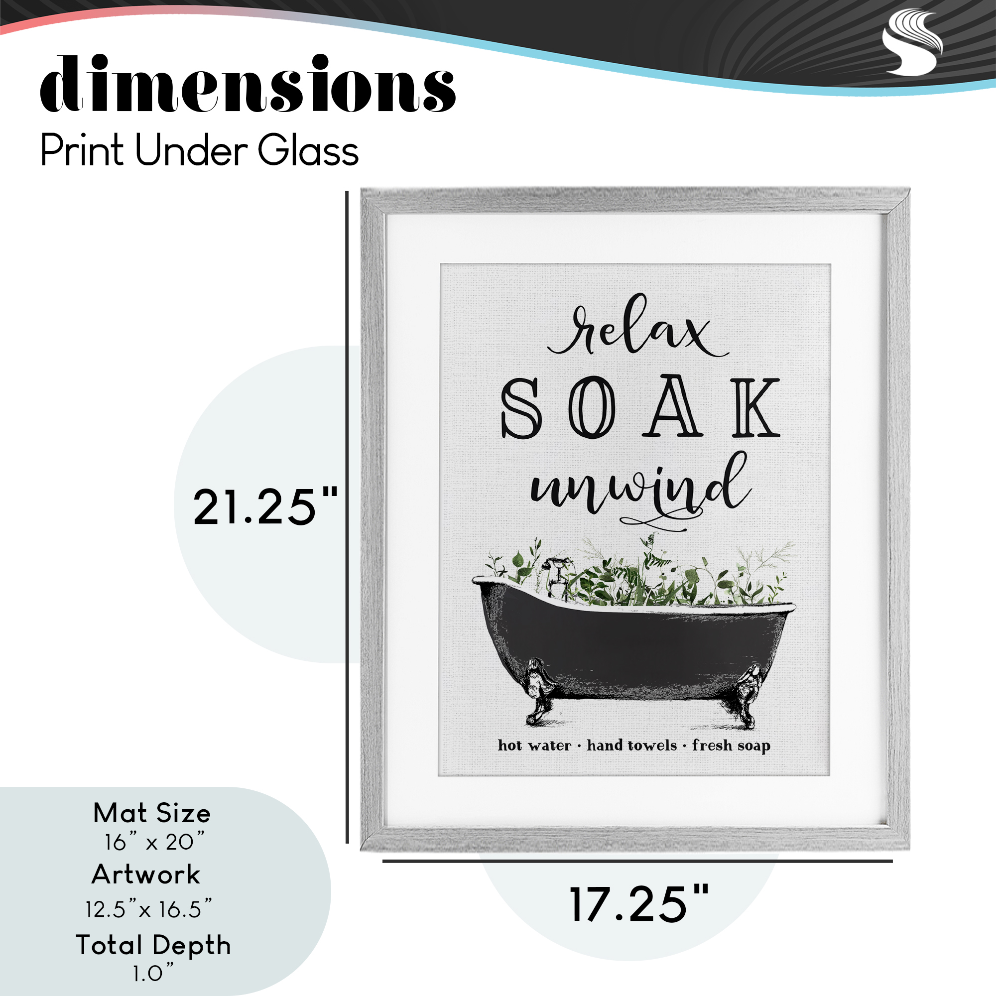 Vintage Bathing Reminders Gray Framed Print Under Glass, design by Lettered and Lined