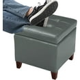 thumbnail image 5 of 18x18 Faux-Leather Square Storage Ottoman with Hinged Lid Padded Lift Top Footstool, Grey Cement, 5 of 15
