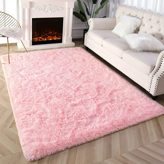 Andecor Ultra Soft Indoor Modern Area Rugs Fluffy Living Room Carpets for Children Bedroom Home Decor Nursery Rug, 5'X8',Pink